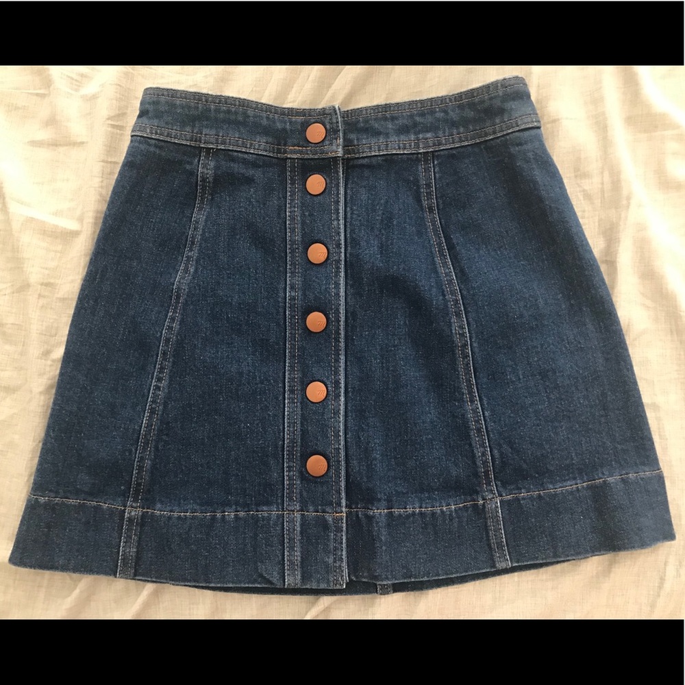 Madewell Stretch Denim Button-Up A-Line Mini Skirt
